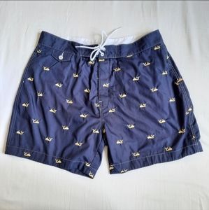 Penfield swim trunks whale embroidery navy blue yellow 32